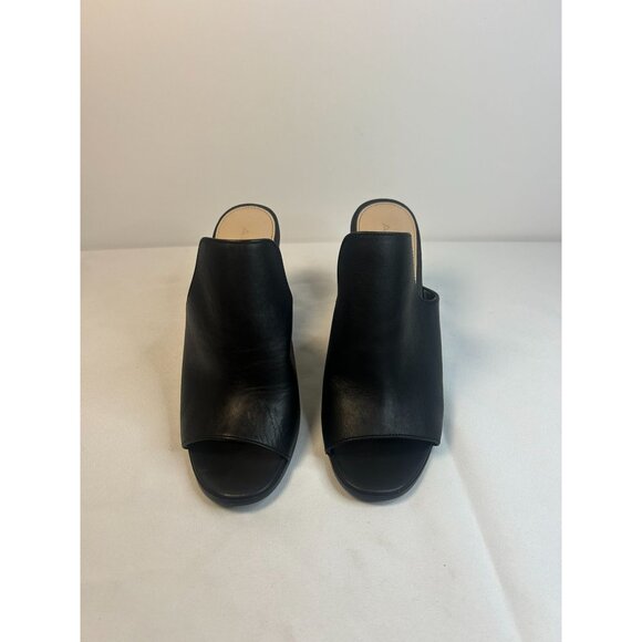 Aldo Legossa Black Leather Open Toe Mule Size 8 Block Heels Boho Western Slip On - Picture 2 of 13
